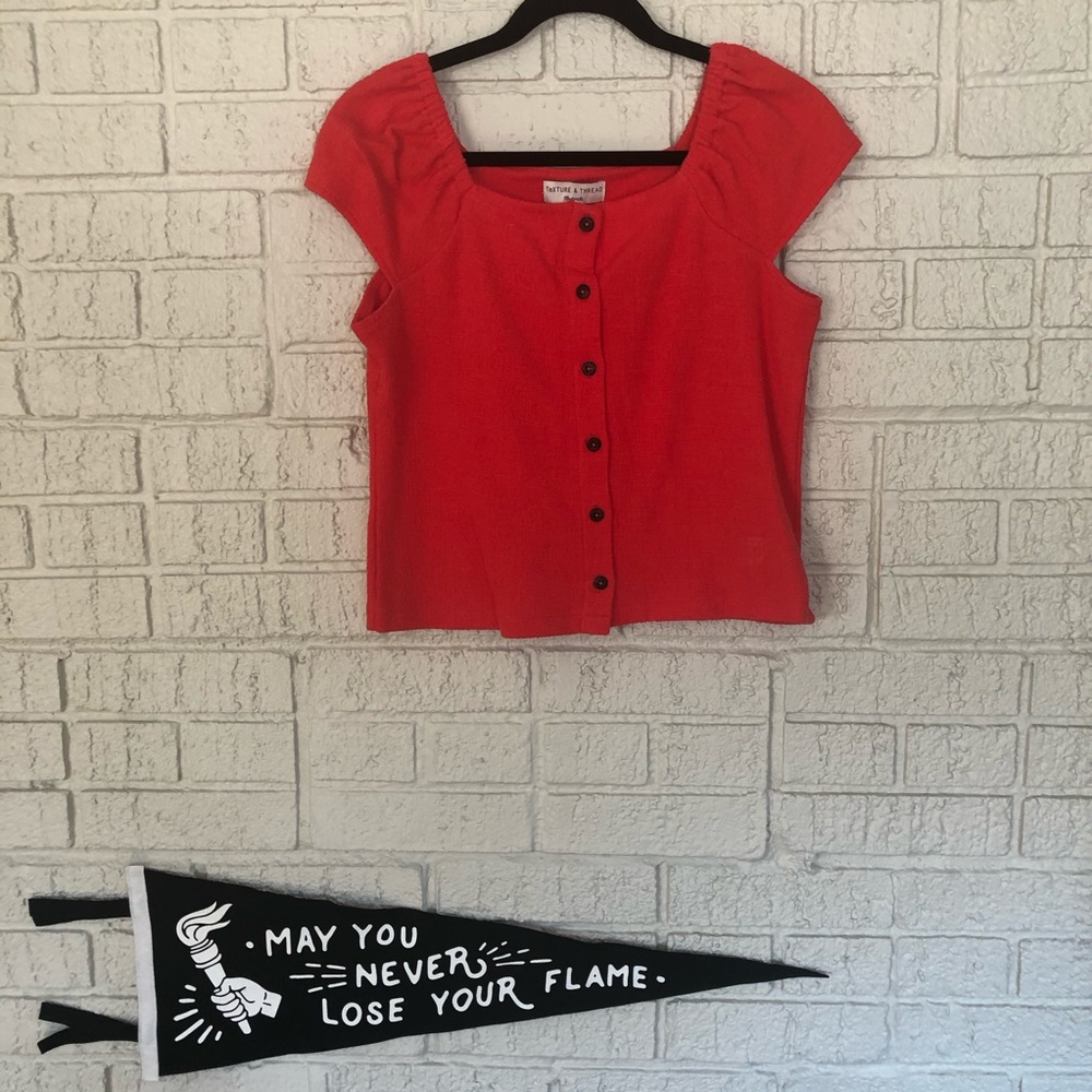 Texture & Thread Red Peasant Blouse